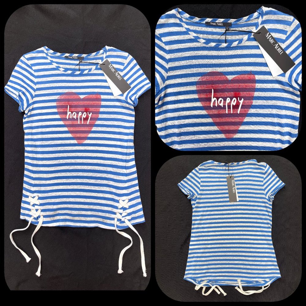 Marc Aurel happy Marc lace up Tee 1702